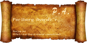Perlberg Avenár névjegykártya